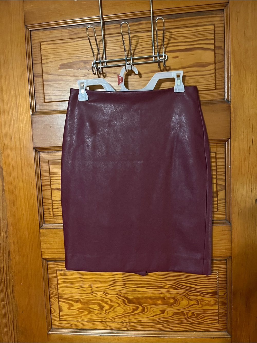 J. Crew Burgundy Faux Leather Pencil Skirt